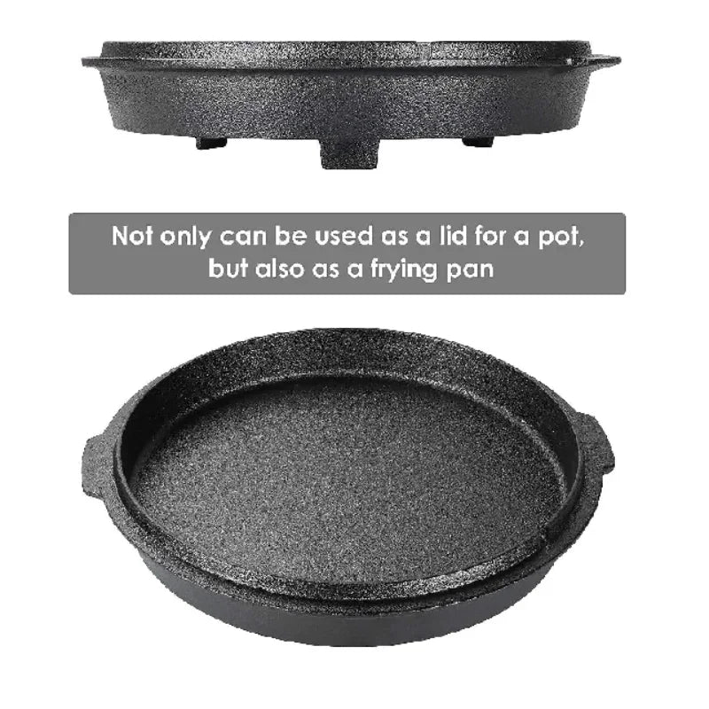 Cast Iron Dutch Oven Camping Pot Outdoor Multi-Function Cookware