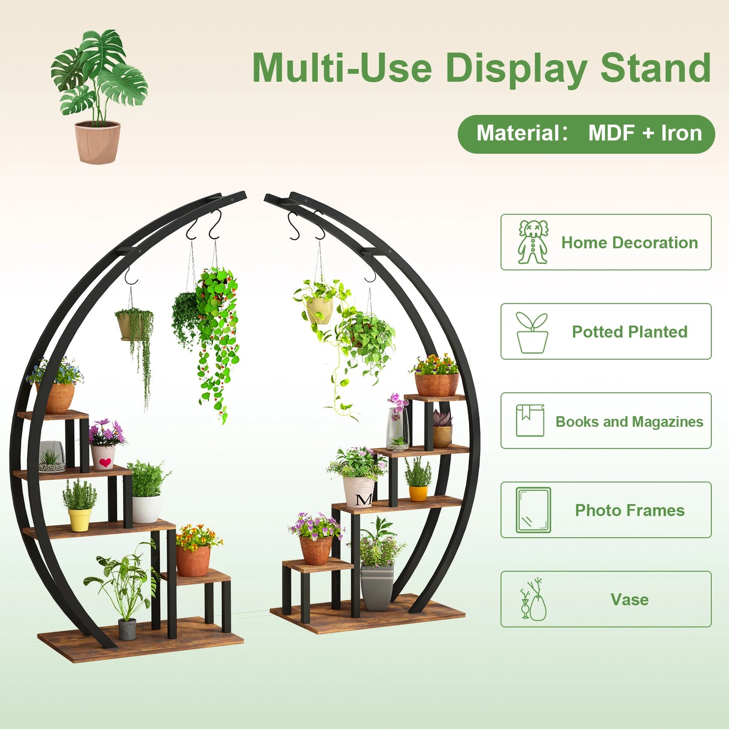 TWISTER.CK 2 Pack 5-Tier Indoor Plant Stand With Metal Racks