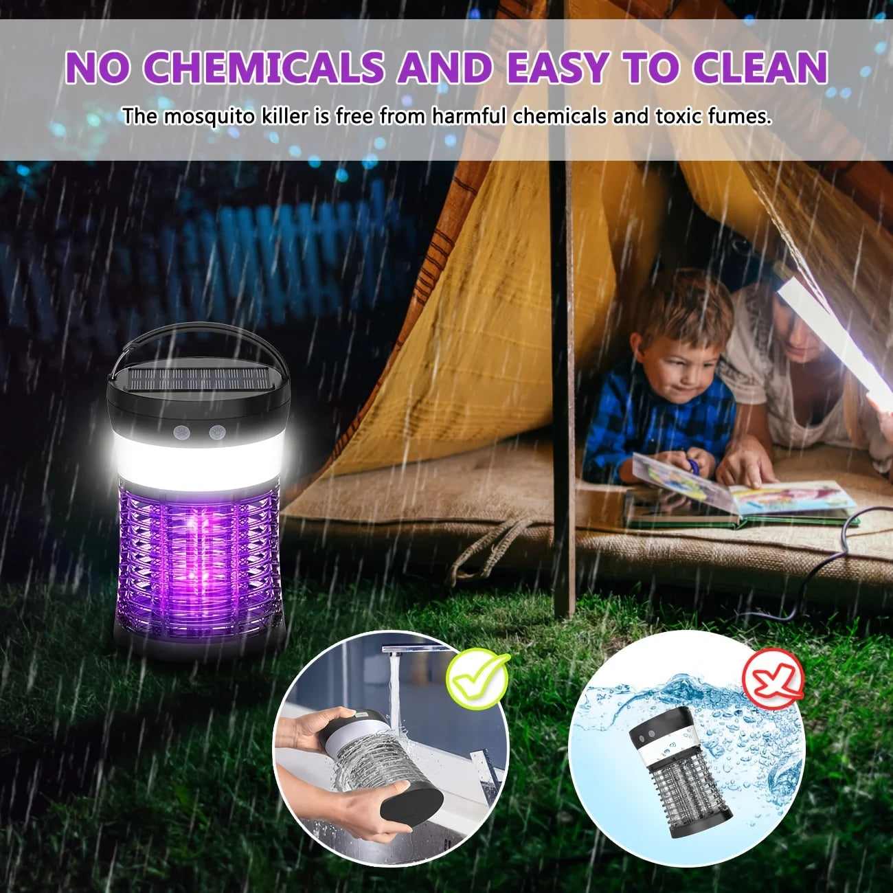 Bug Zapper 3000V Mosquito Killer Rechargeable Indoor Outdoor