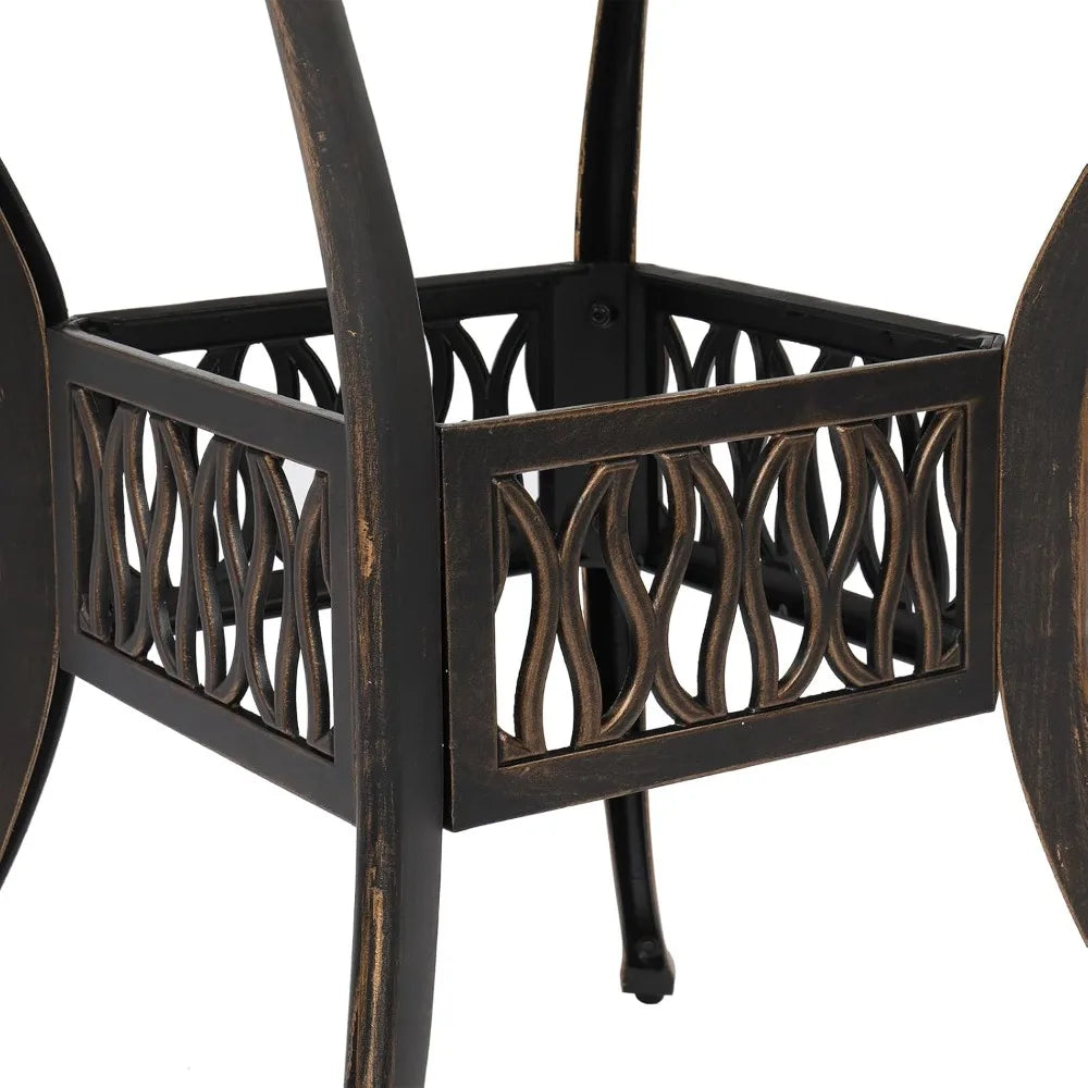 Outdoor Patio Dining Set Cast Aluminum Four Chairs Umbrella Table