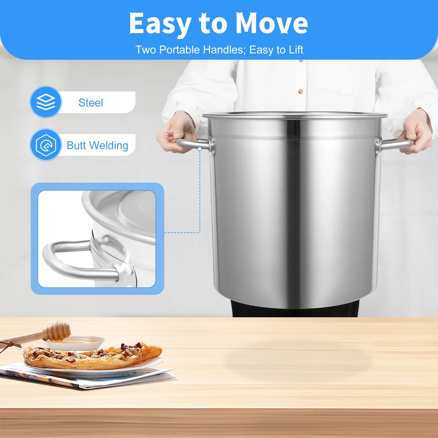 Stainless Steel Soup And Stock Pot With Lid And Durable Handles For Everyday Use