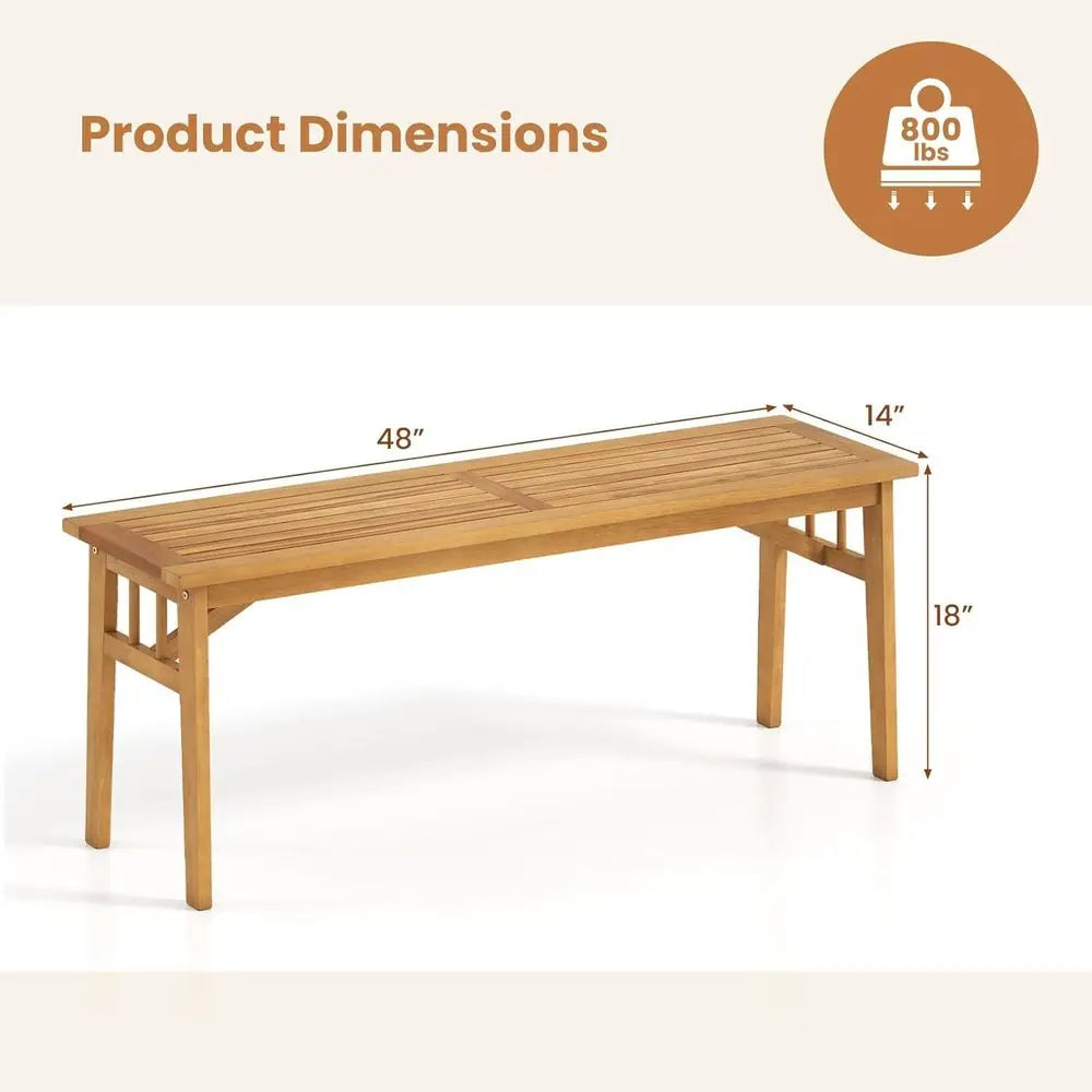 HAPPYGRILL Outdoor Acacia Wood Dining Bench For Patio And Garden