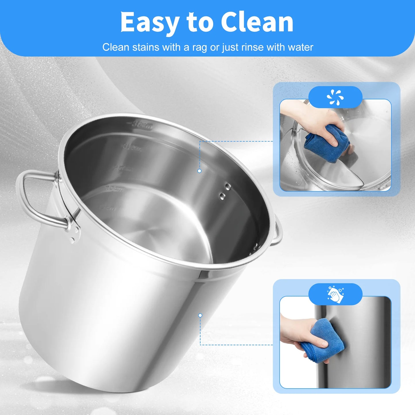 Stainless Steel Soup And Stock Pot With Lid And Durable Handles For Everyday Use