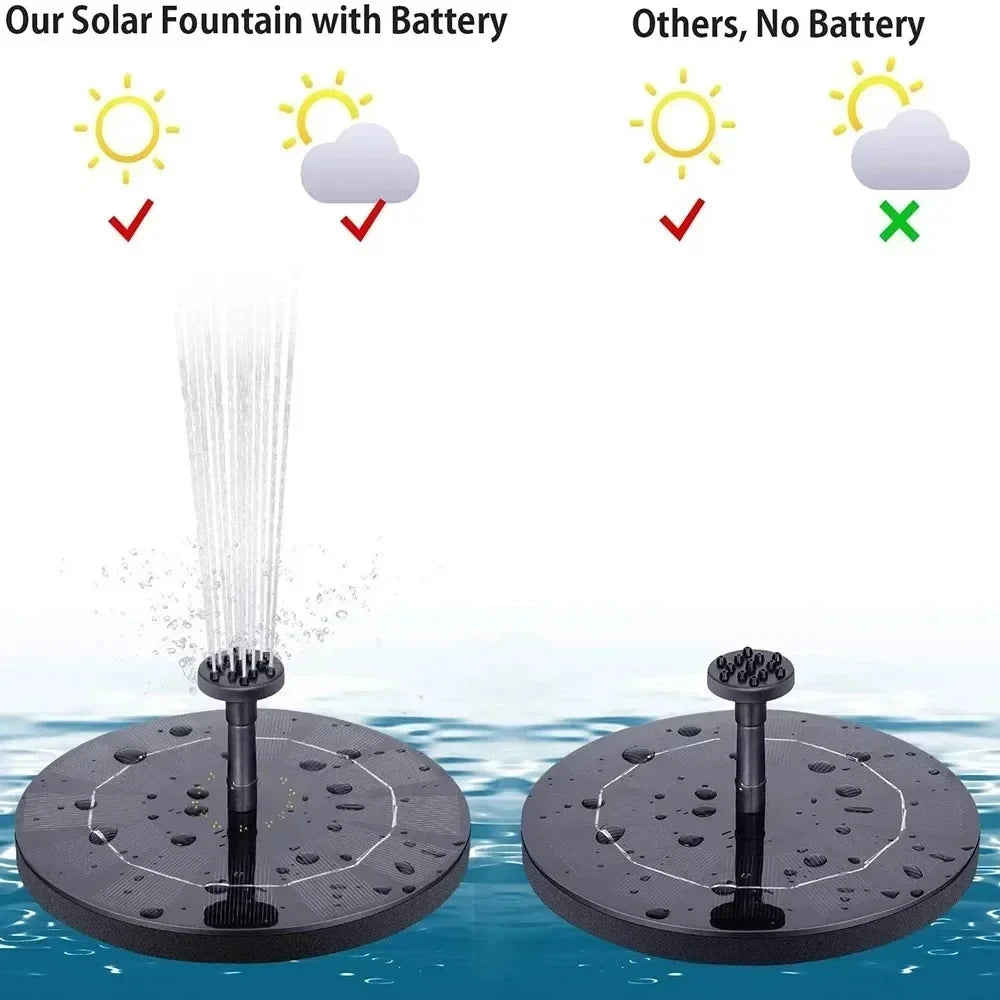 Solar Fountain Pump With Floating Panel 4 Nozzles Garden Pond