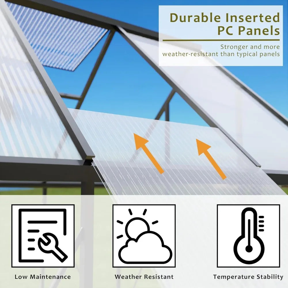 Polycarbonate Greenhouse With Heavy Duty Aluminum Frame For Outdoor Garden