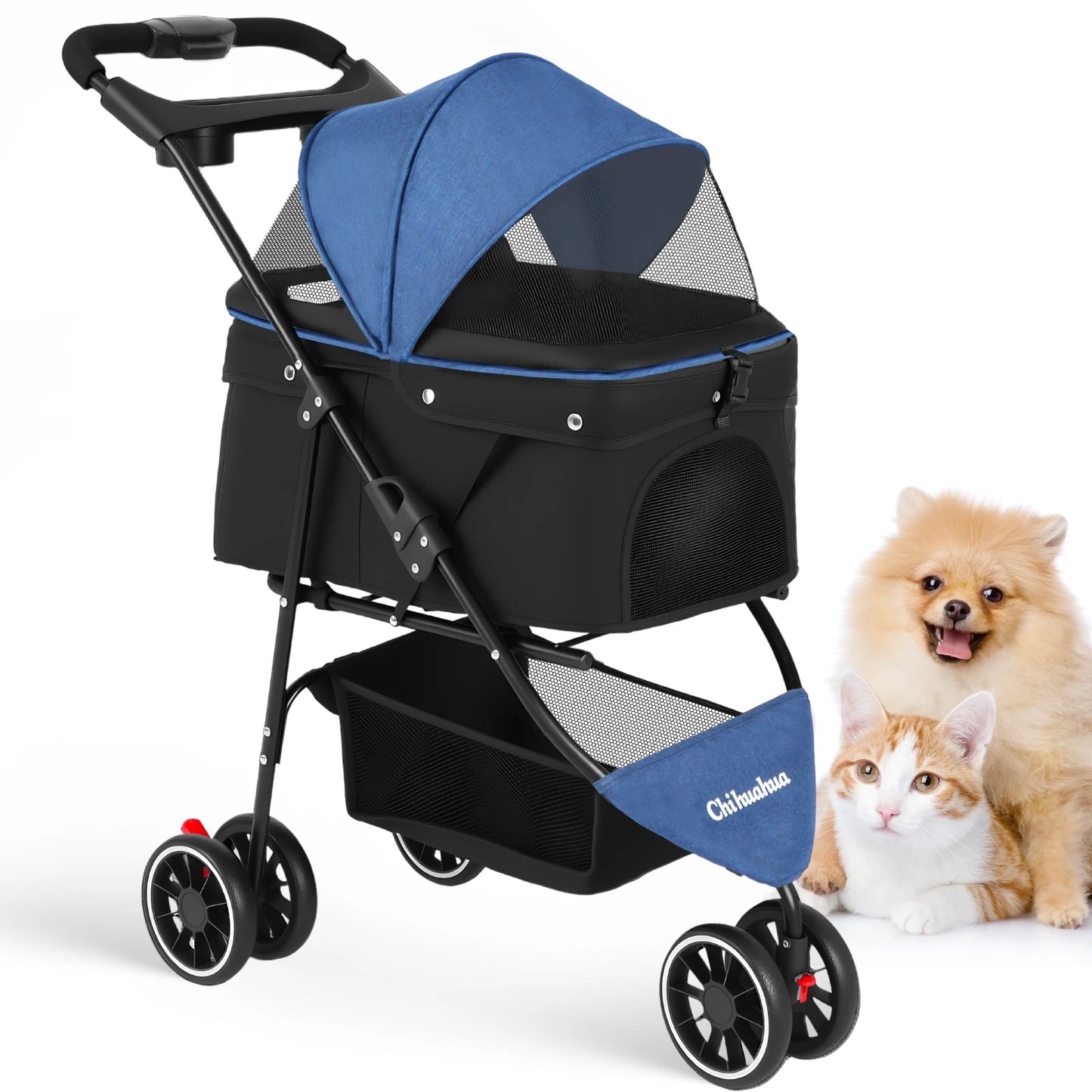 Chihuahua Pet Stroller for Small Dogs and Cats Foldable Carrier