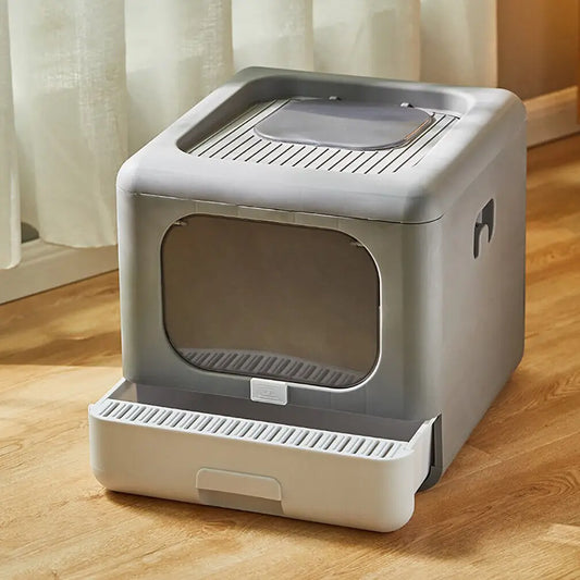 Cat Litter Box With Scoop And Tray Enclosed Front Entry