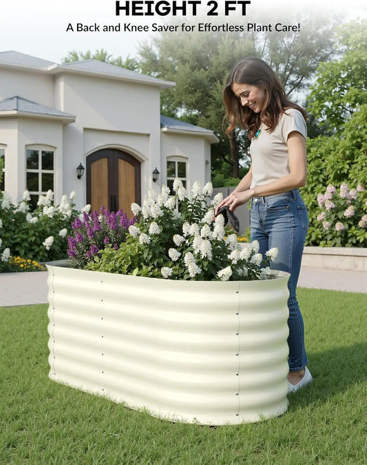 TWISTER.CK Galvanized Raised Garden Bed Kit For Vegetables Open Bottom