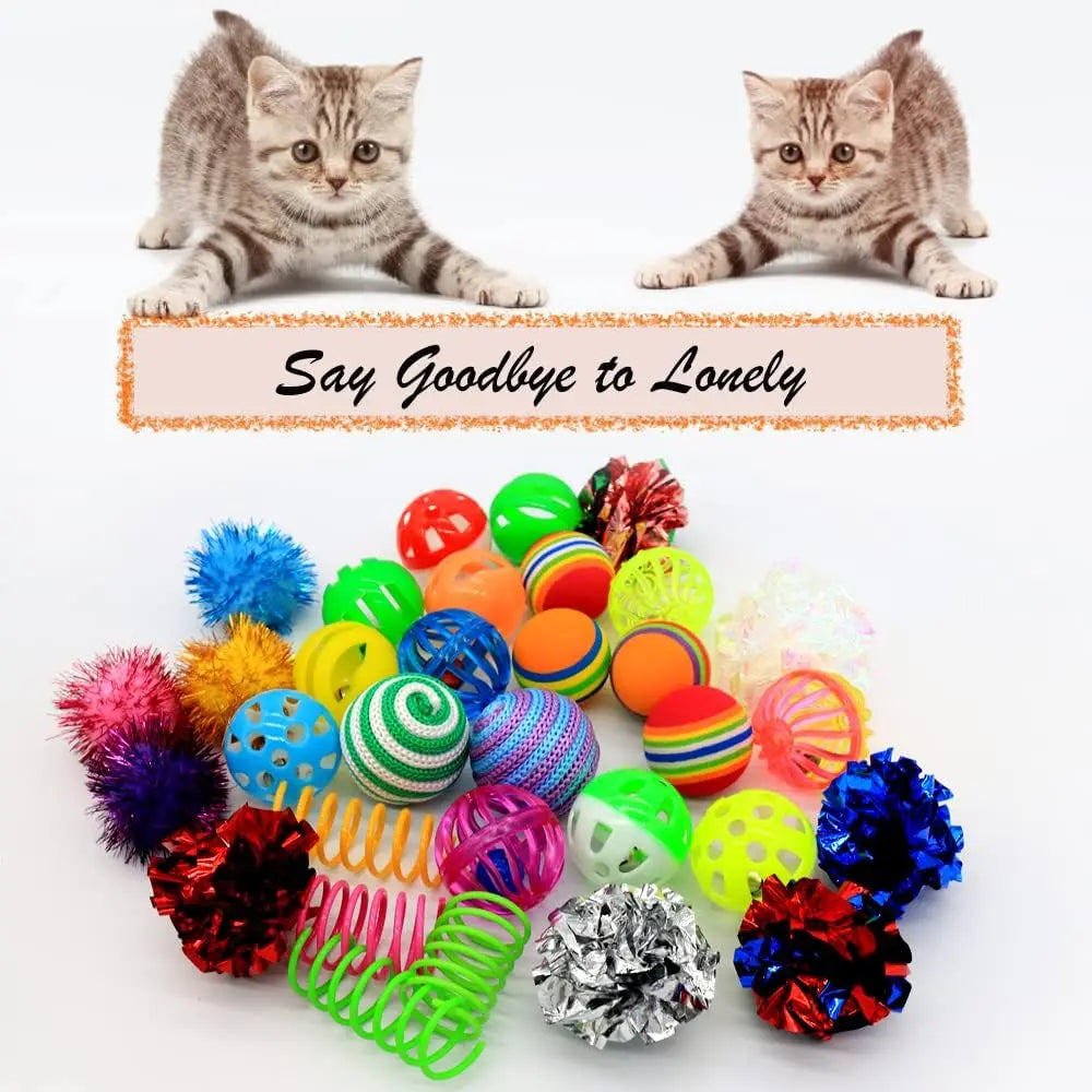 Crinkle Sparkle Bell Sisal Balls Cat Toys Kitten Assortment