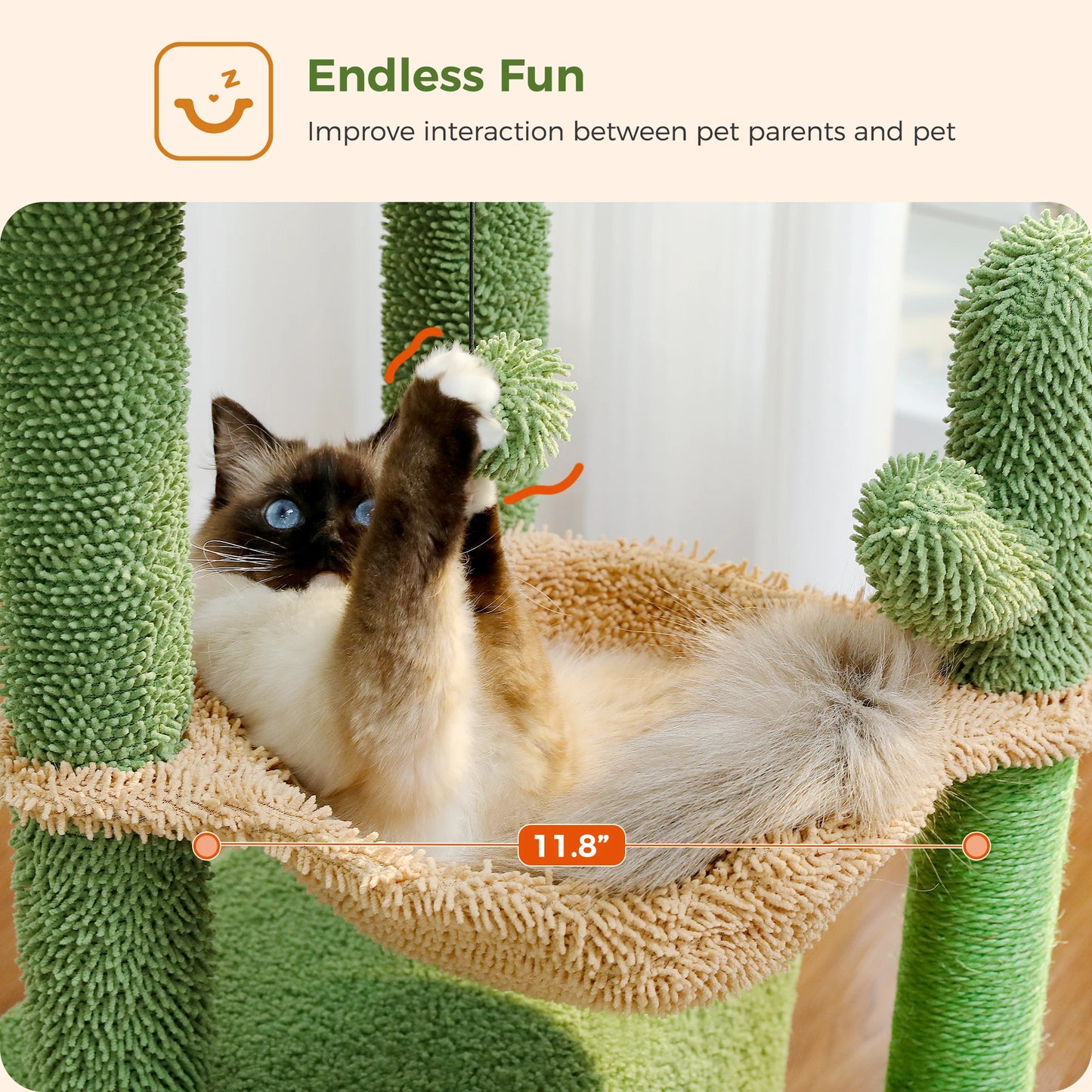 PEQULTI 4-In-1 Cactus Cat Tree For Indoor Cats With Condo