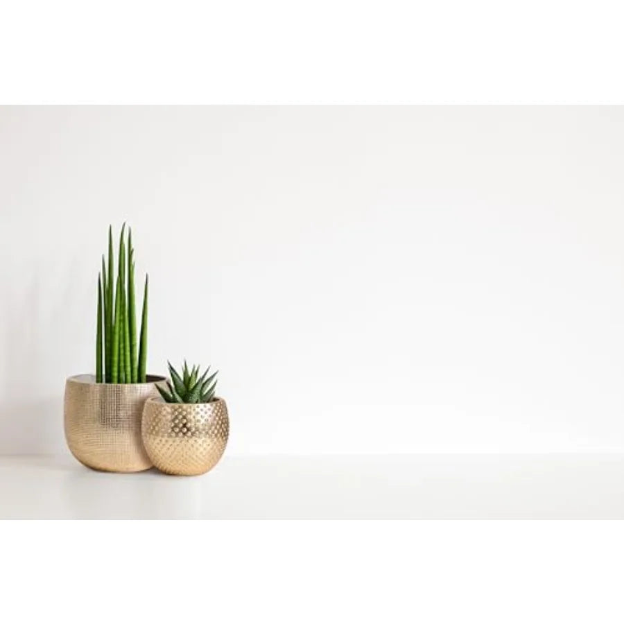 SHXI Bali Ceramic Gold Foil Plant Pot Set Indoors Outdoor