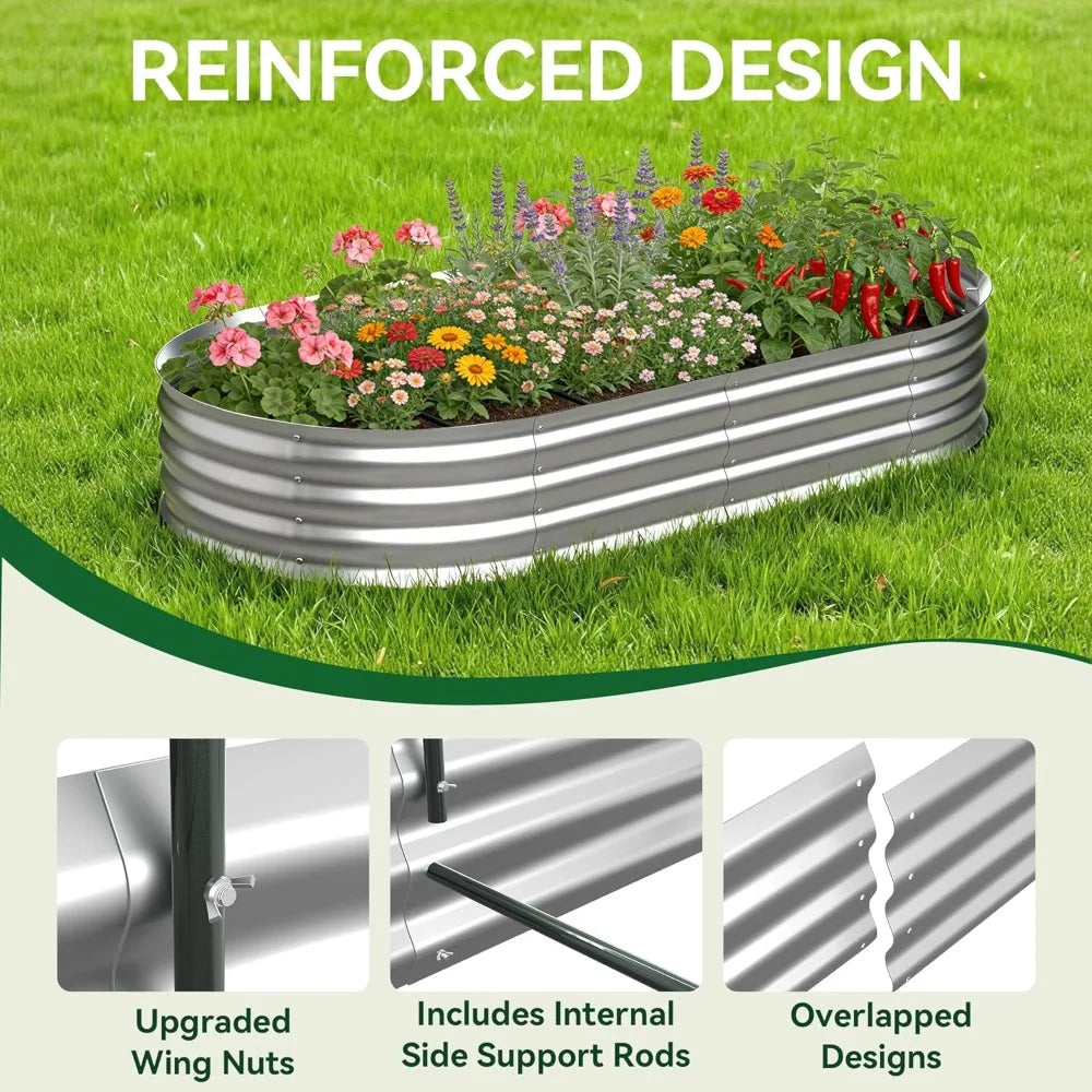 Self-Watering Raised Garden Bed With Mesh Cover Galvanized