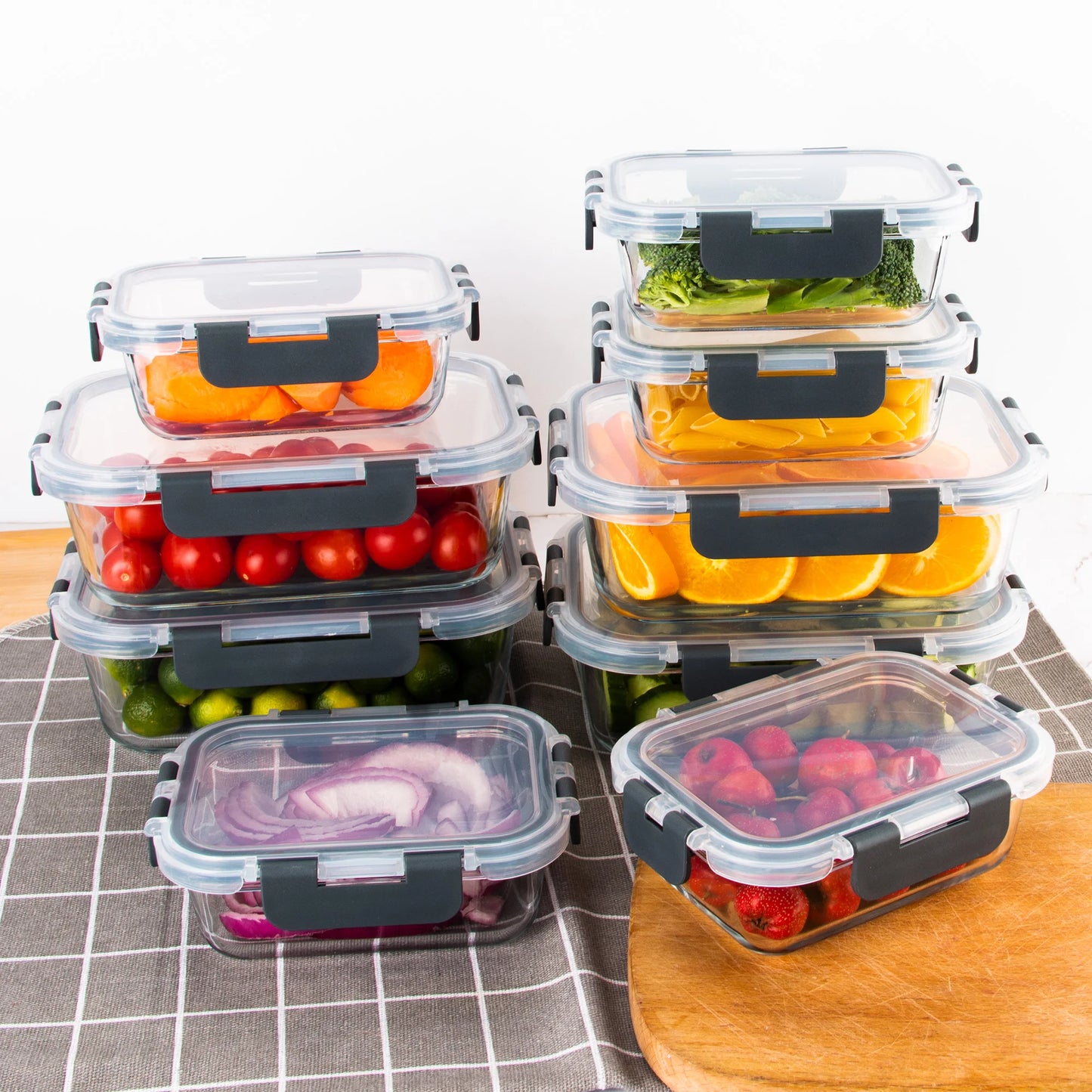 Glass Food Storage Set With Leakproof Lock Lids BPA Free