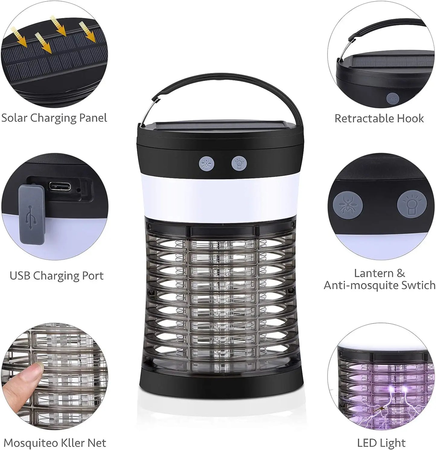 Bug Zapper 3000V Mosquito Killer Rechargeable Indoor Outdoor