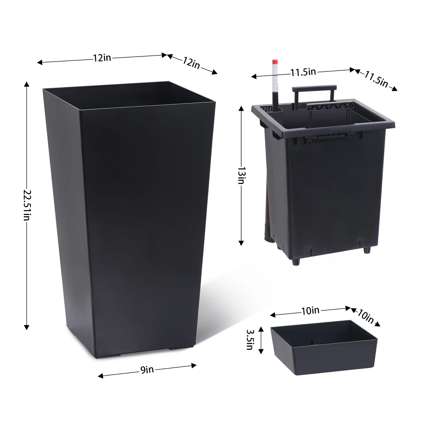 Two Pack Indoor Outdoor Planter Pots With Drainage Auto Watering