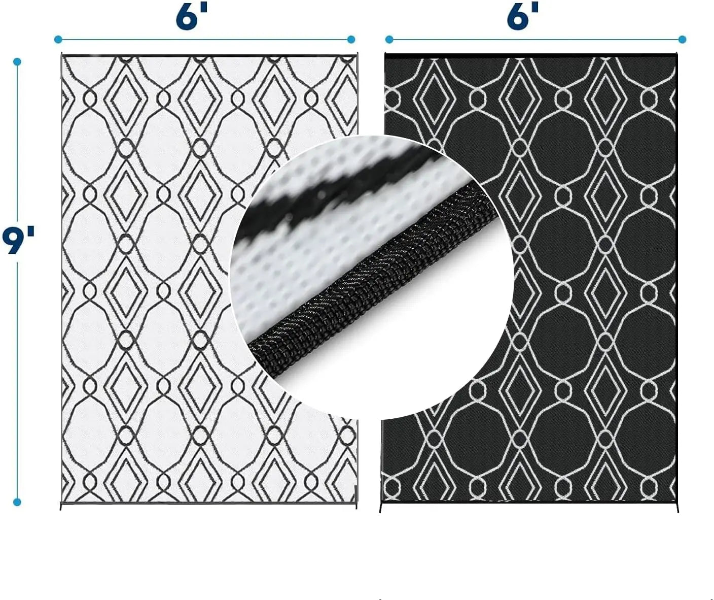 Outdoor Rug Waterproof RV Camping Patio Reversible With Corner Loops
