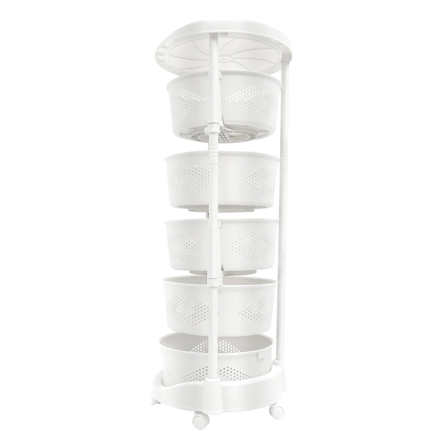 Bymaocar 5-Tier Rotating Storage Shelf With 180-Degree Swivel Casters