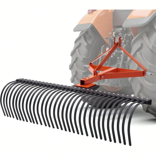 TowBehind Landscape Rake With Adjustable Angle And Steel Tines
