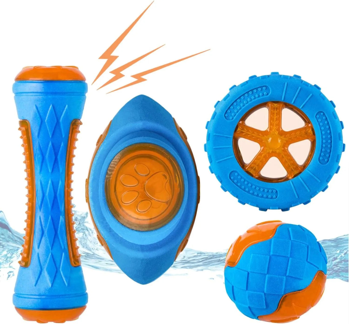 Dog Squeaky Toy Pack 4-Pack TPR Pool Beach Toys
