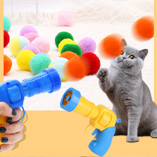 Cat Plush Ball Launcher Toy For Interactive Pet Play