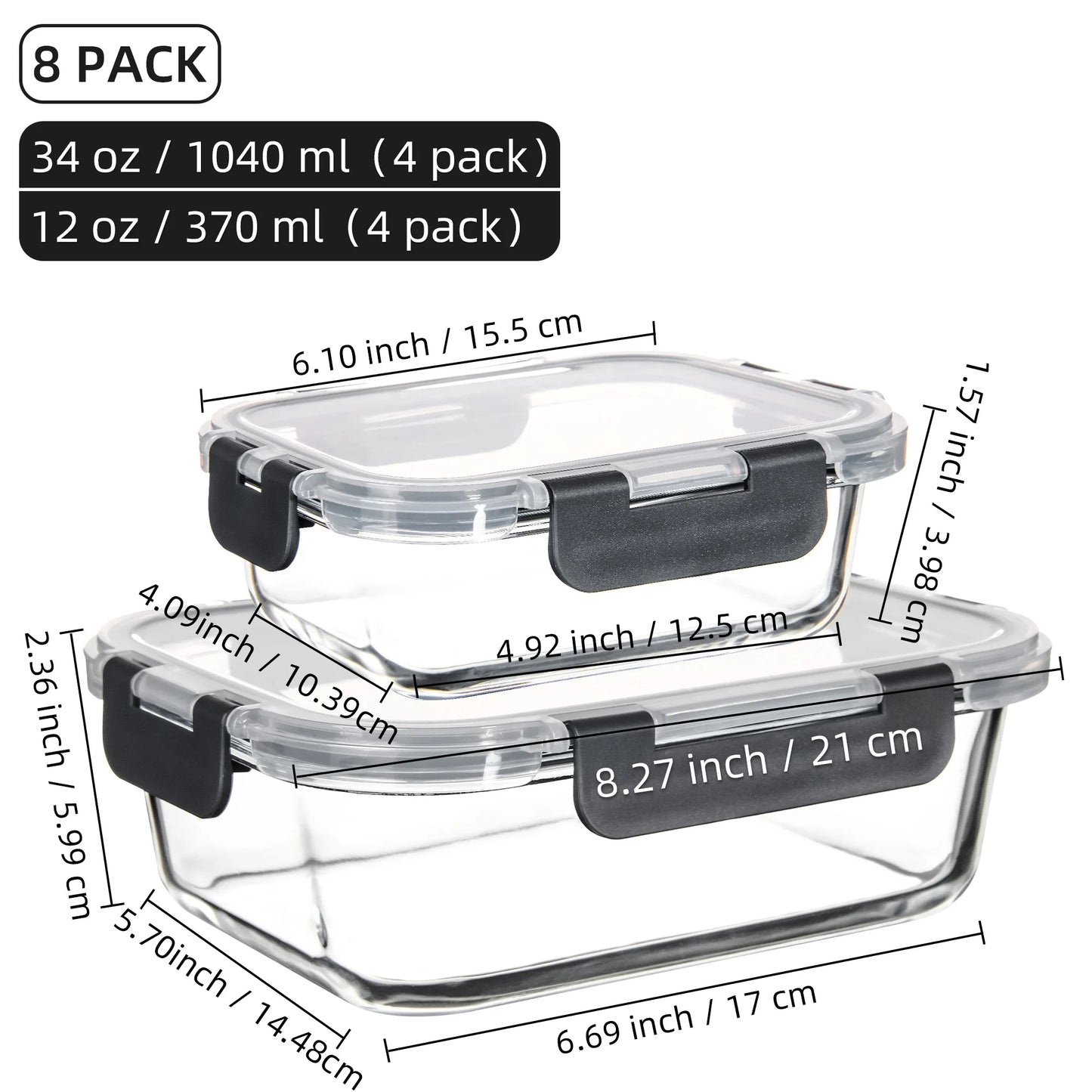 Glass Food Storage Set With Leakproof Lock Lids BPA Free