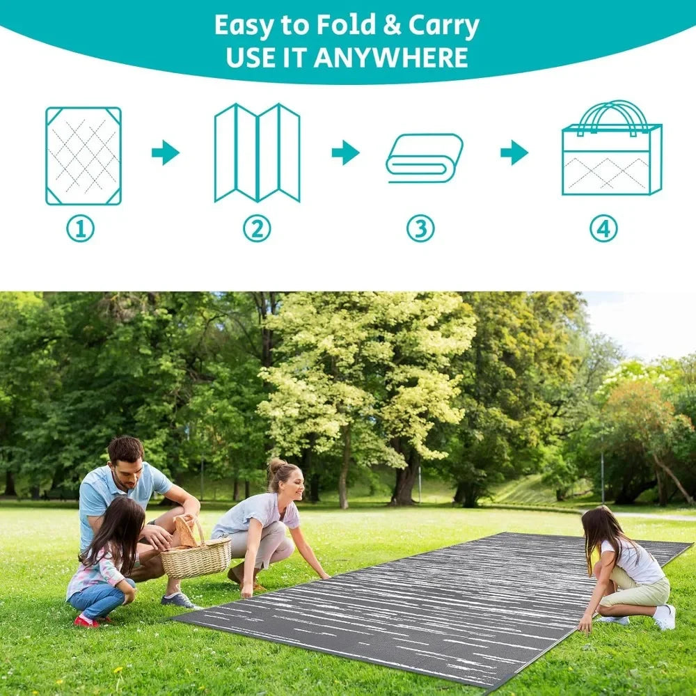 Outdoor Patio Rug for RV Camping and Deck Waterproof Reversible