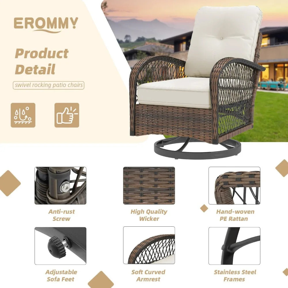 Patio Furniture Set With Swivel Rocker Chairs And Cushions