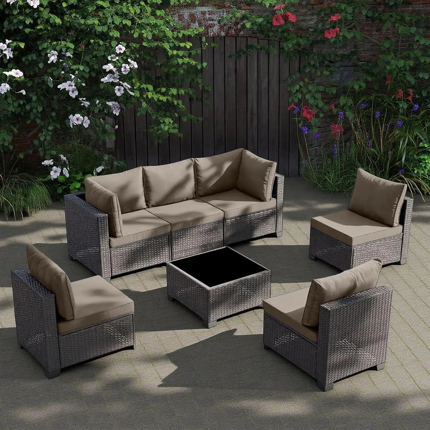 Outdoor 7 Piece Patio Furniture Set All Weather Wicker