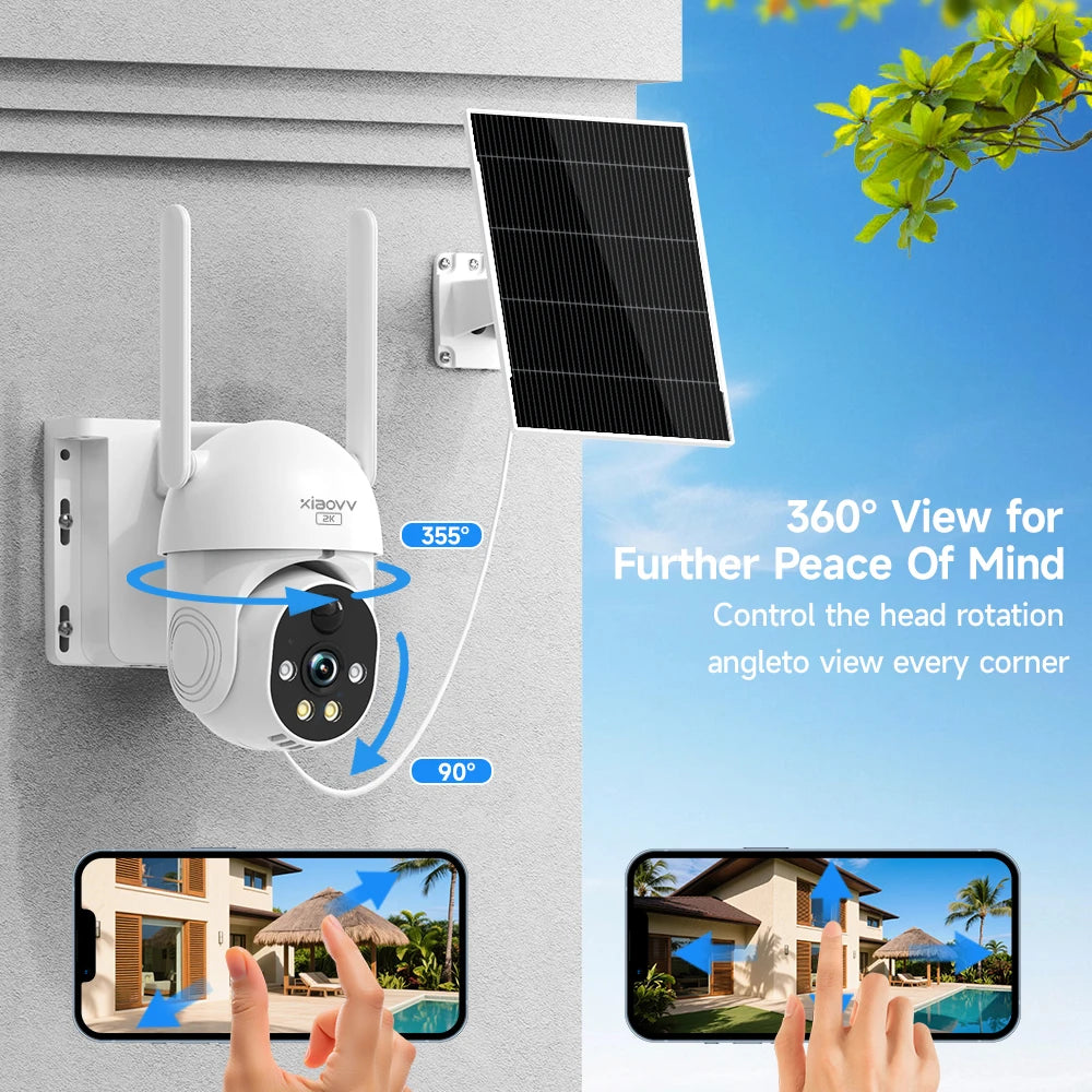 Xiao vv 8MP Solar PTZ WiFi CCTV Camera Night Vision