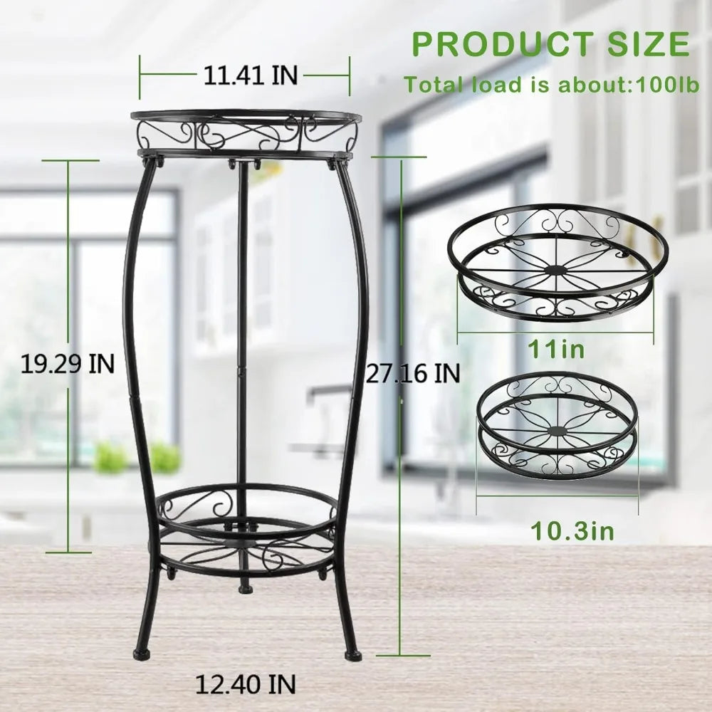 NBVCX Two-Tier Rustproof Metal Plant Stand for Indoor Outdoor