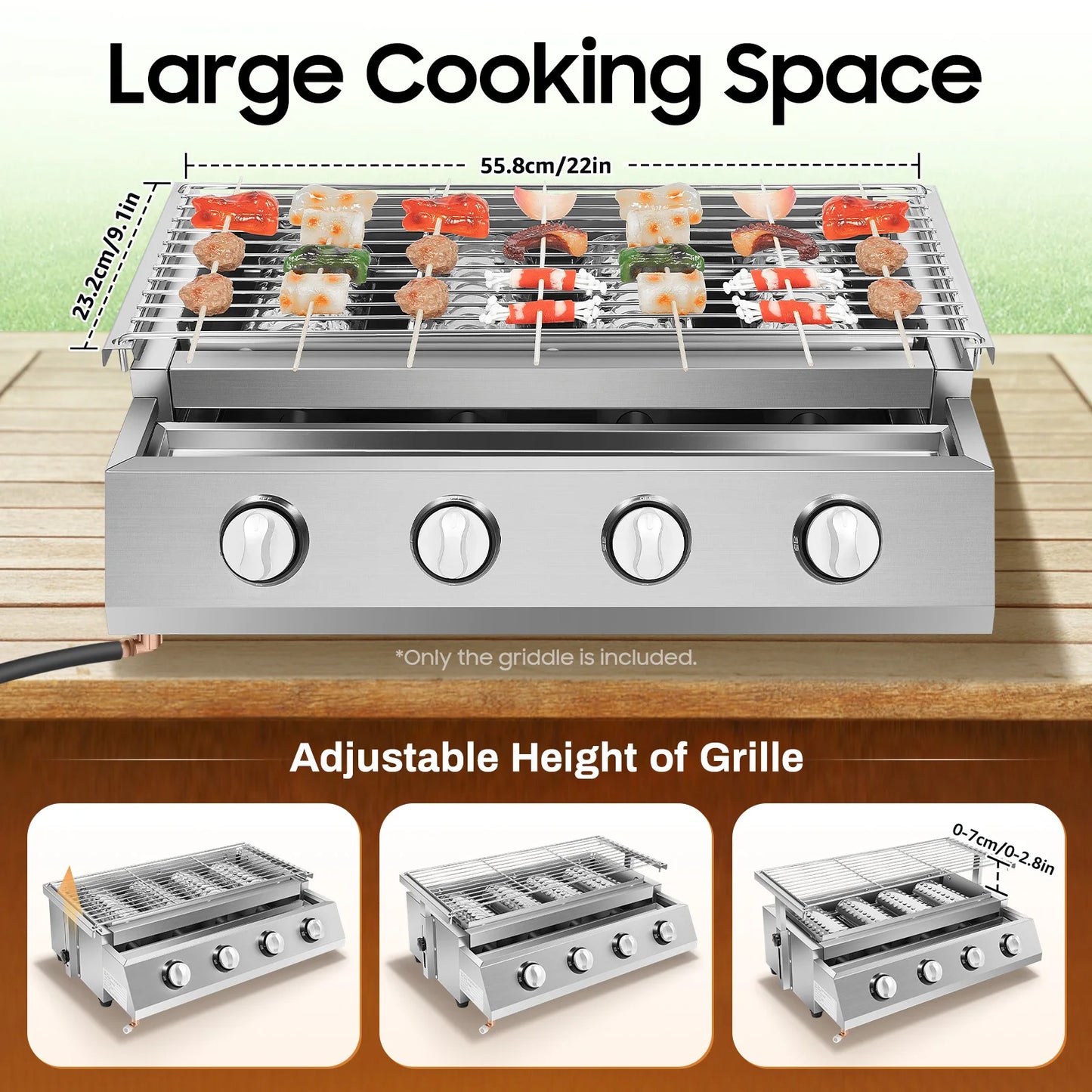 4 Burner Propane Gas Grill Portable Smokeless Outdoor