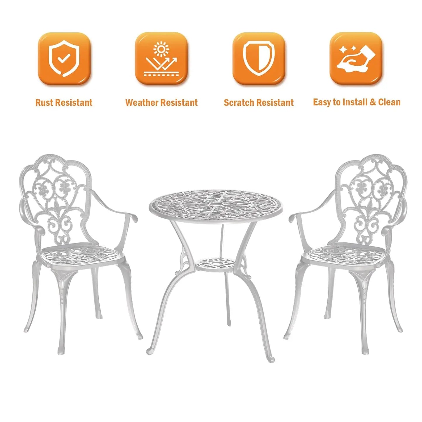 Cast Aluminum Bistro Set Outdoor Patio Table And Chairs