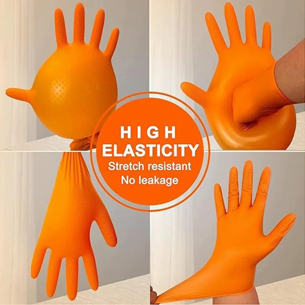 Heavy Duty Nitrile Gloves With Textured Grip For Mechanics And Garden