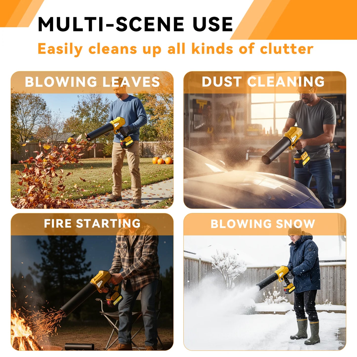 Cordless Leaf Blower For Patio Cleaning With 2x4500mAh Batteries