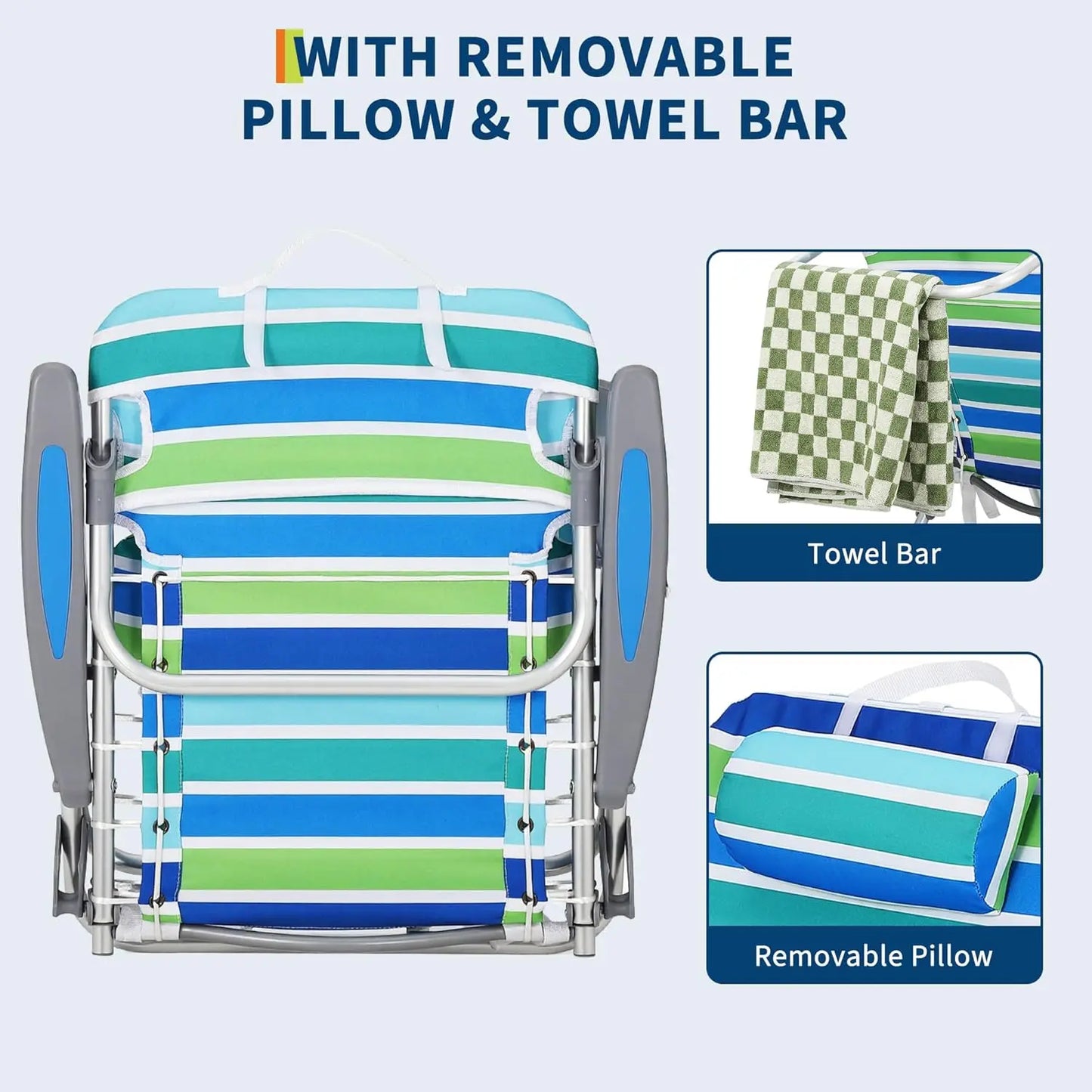 TWISTER.CK Portable Backpack Beach Chair With 5 Reclining Positions