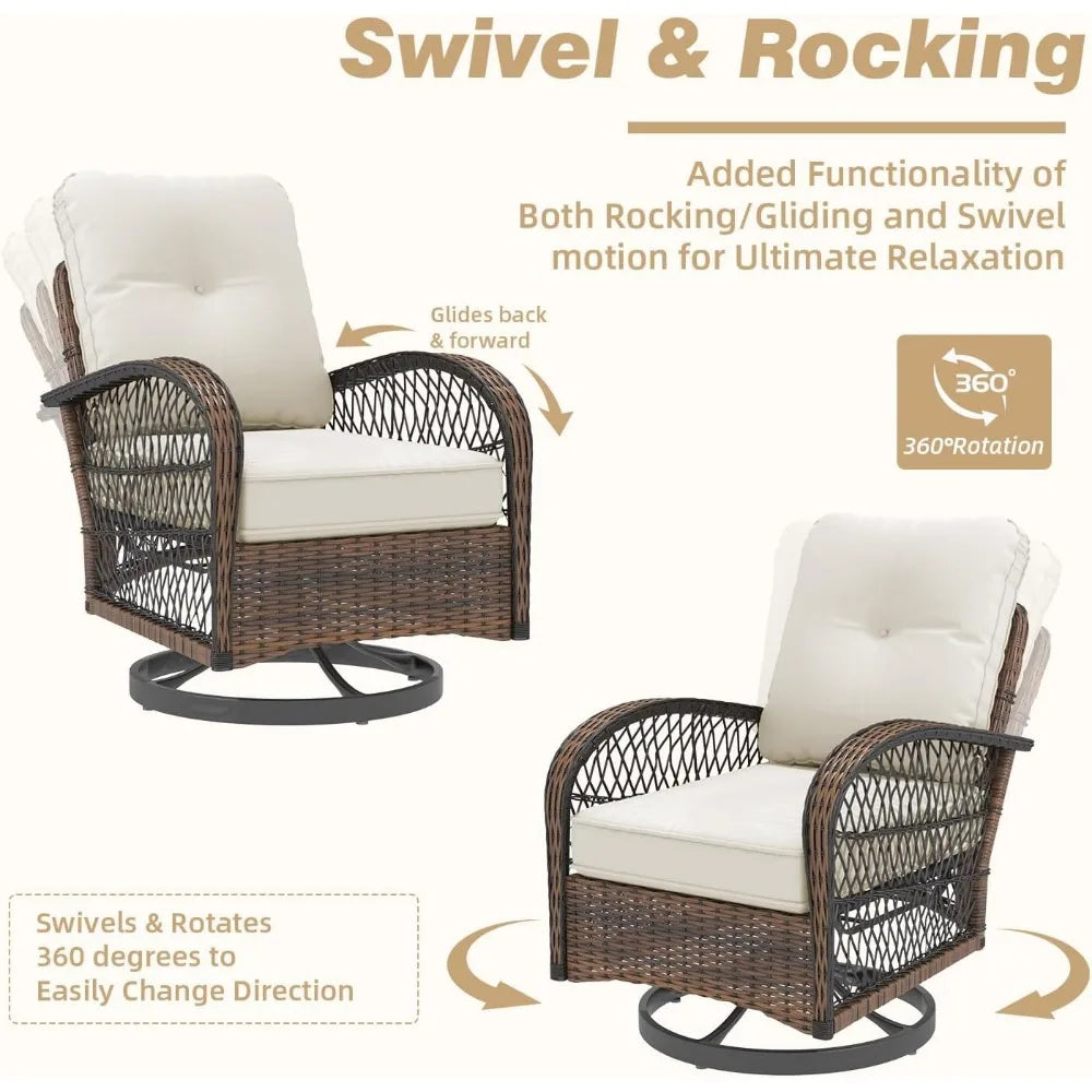 Patio Furniture Set With Swivel Rocker Chairs And Cushions