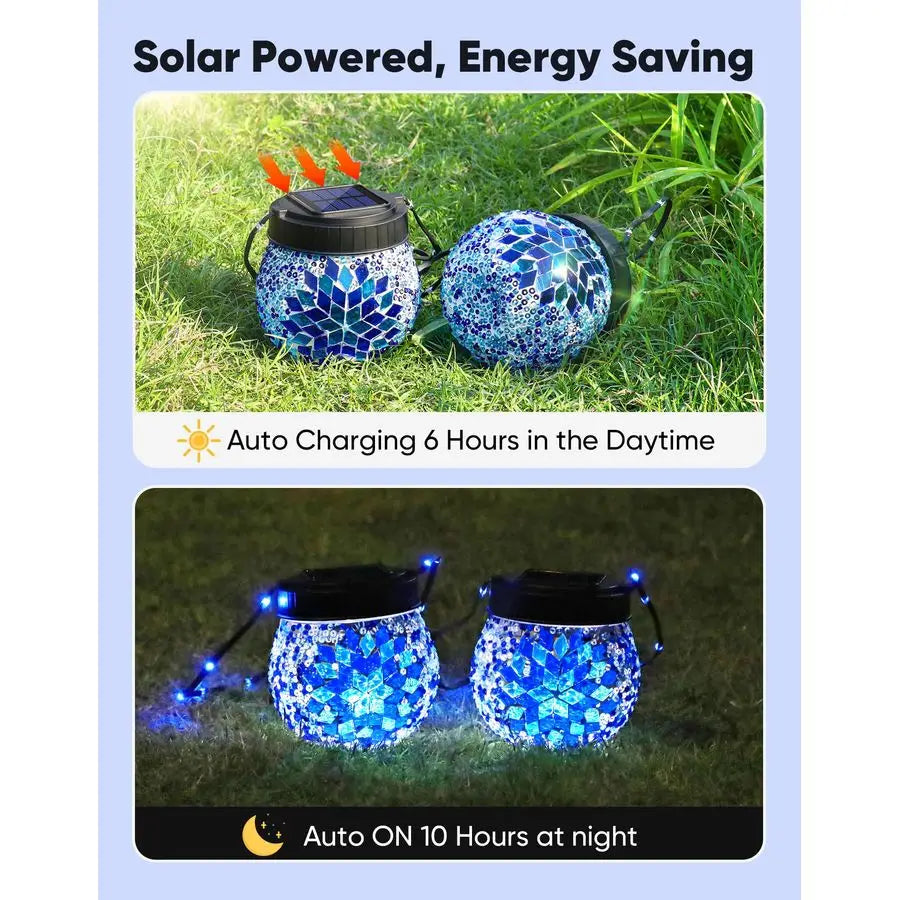 Solar Outdoor Lanterns Glass Globe 6 Pack Waterproof