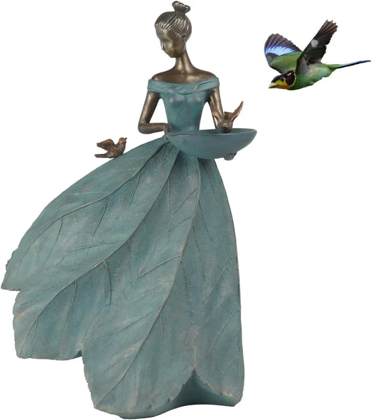 Fairy Statue Bird Bath Feeder Outdoor Garden Decor Lawn