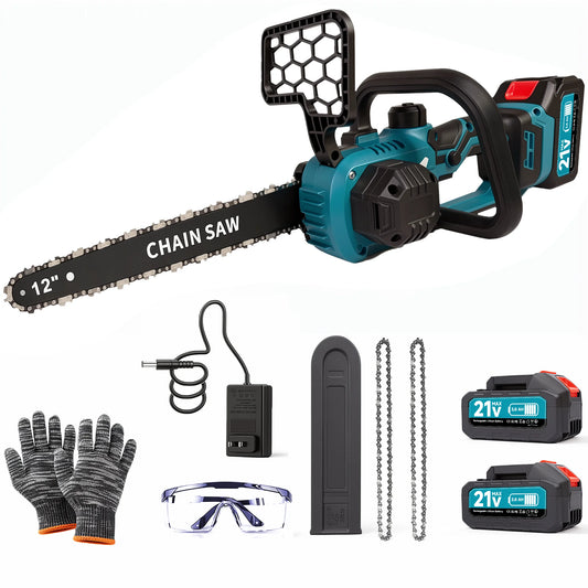 XYSD Cordless Electric Chainsaw 21V With 2x3000mAh Batteries
