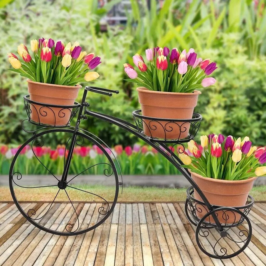 Wisfor 3Tier Bicycle Shaped Metal Plant Stand Flower Pot Holder