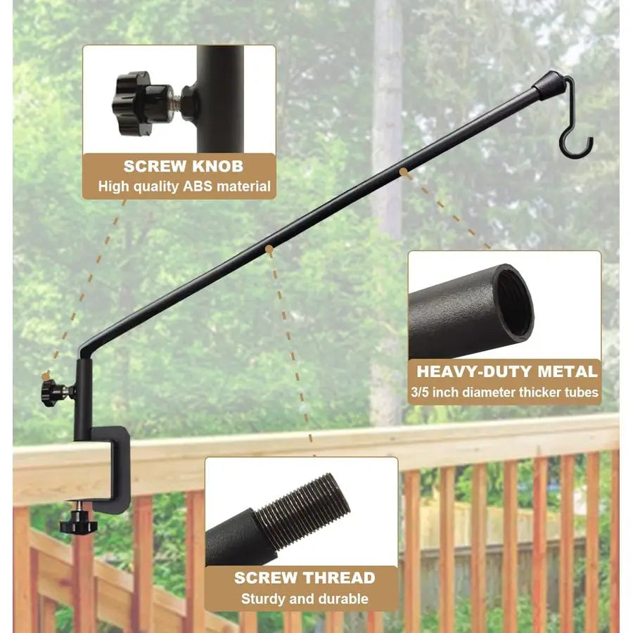 Extended Reach Deck Hook Hanger For Railing Heavy Duty Plant Holder
