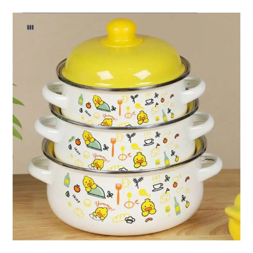 Exquisite 3-Piece Enamel Cookware Set Multifunctional Pots