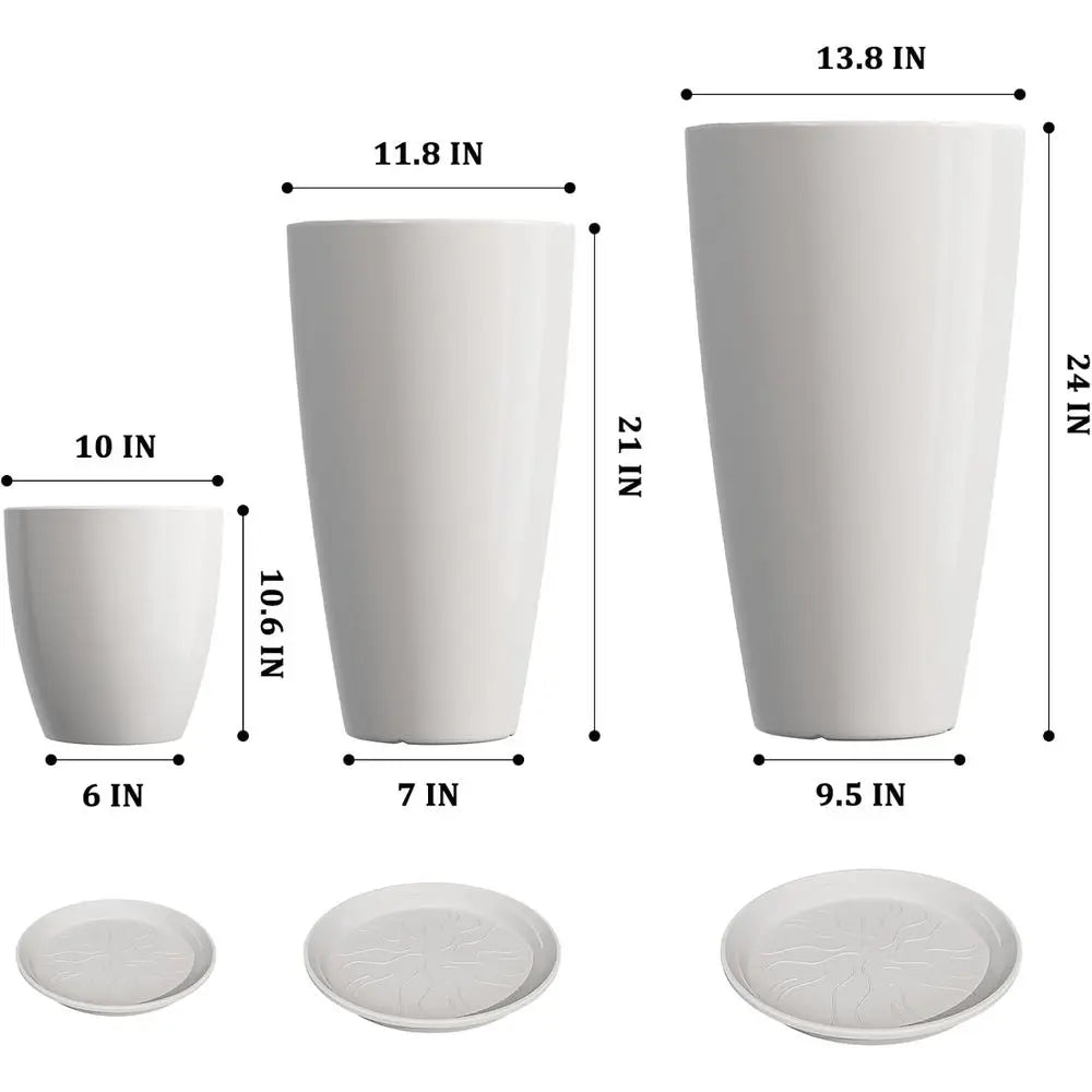Set Of 3 Planters With Drainage Holes Indoor Outdoor