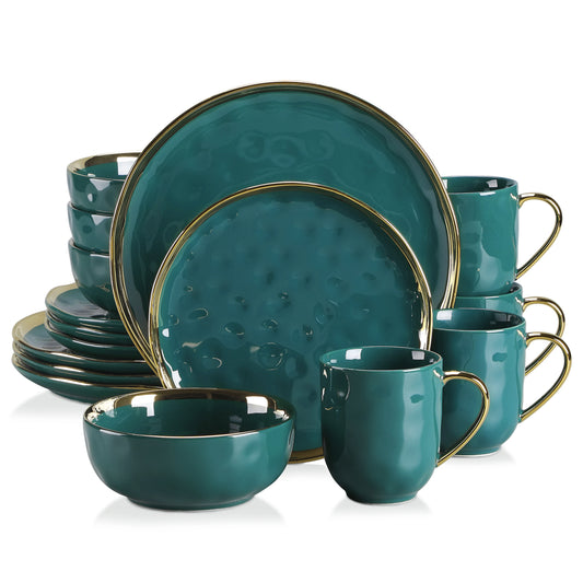 MALACASA Porcelain Dinnerware Set 16/32 Piece With Gold Trim