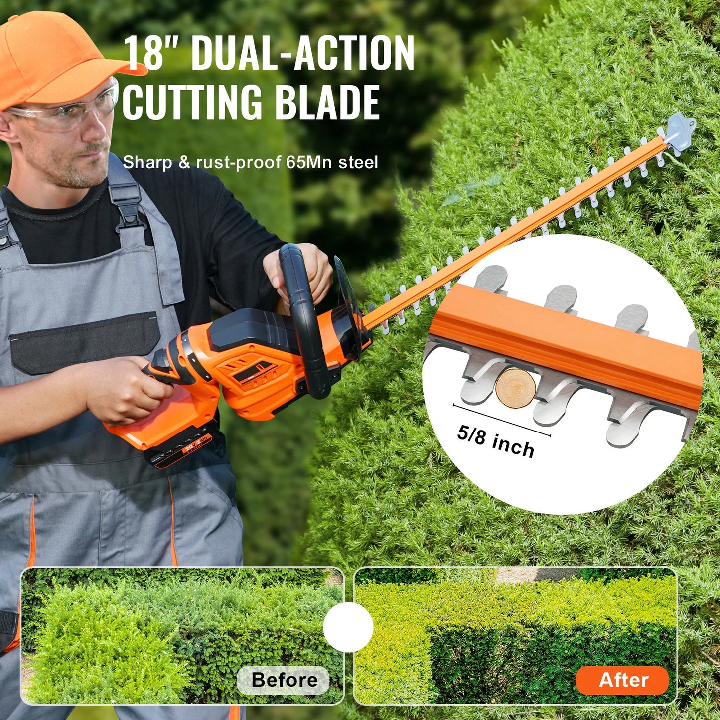 SucceBuy 20V Cordless Hedge Trimmer Kit Charger Included