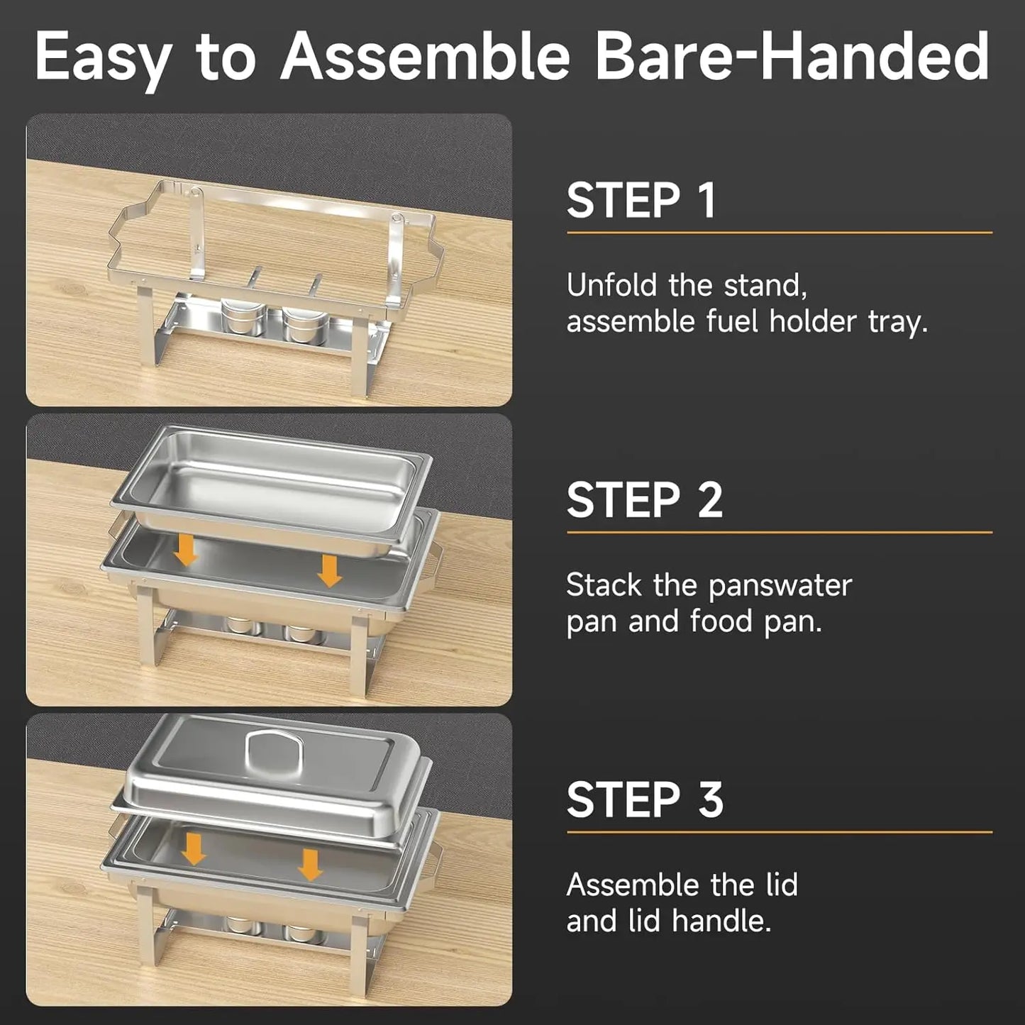 Stainless Steel Chafing Dish Buffet Set With Fuel Holders