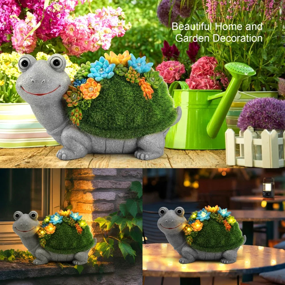 Solar Garden Turtle Dragon Elephant Statue Light Outdoor Decor