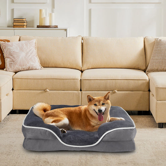 JHK Orthopedic Memory Foam Dog And Cat Bed With Washable Removable Cover