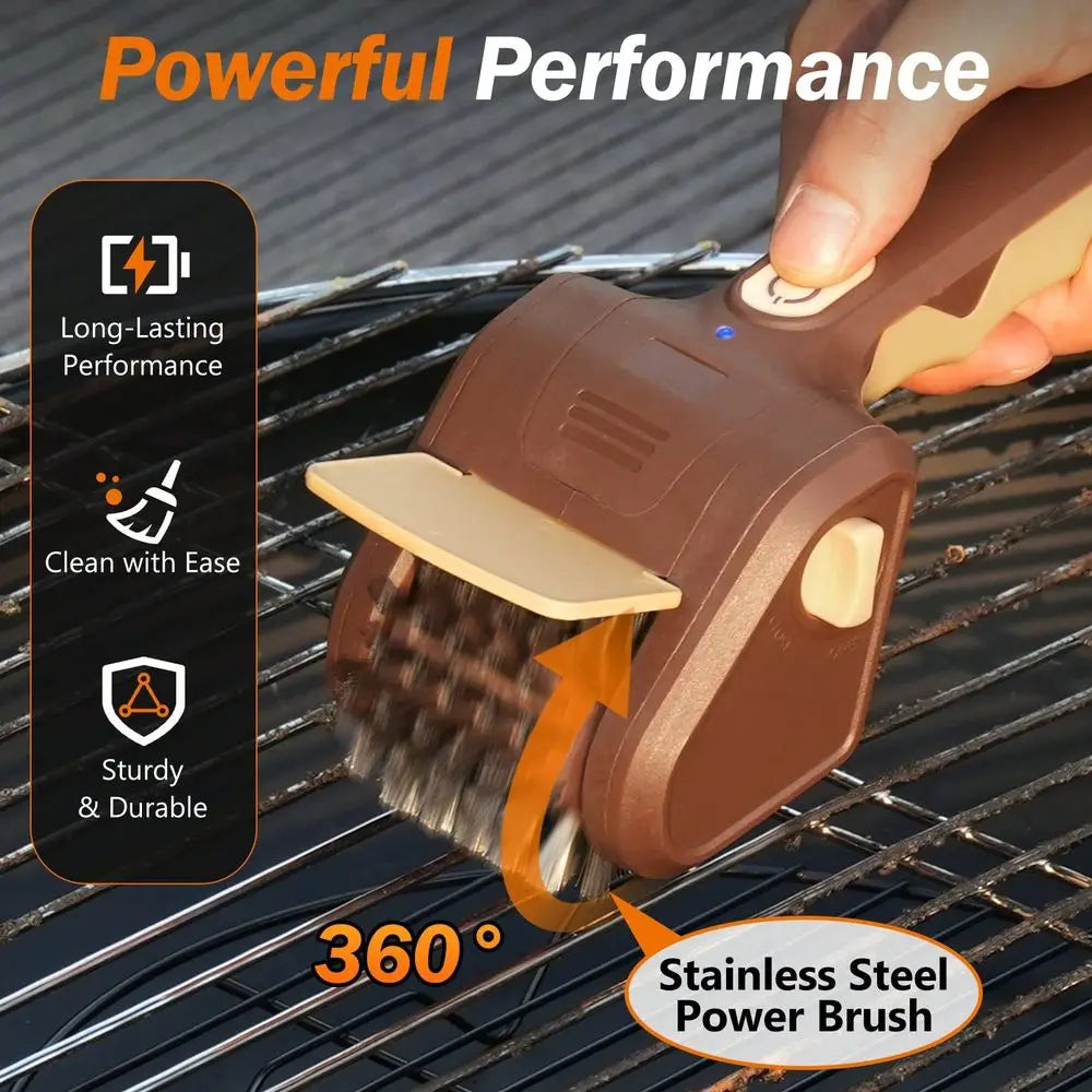 Electric BBQ Grill Brush Rechargeable Cordless Indoor Outdoor Grilling