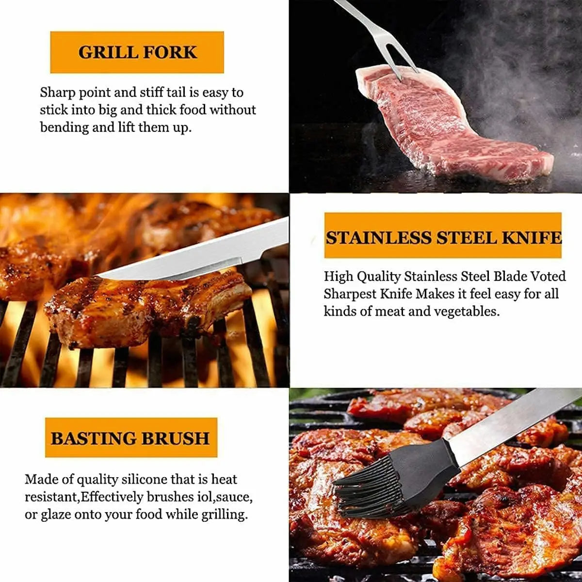 Grill Set With Apron And Tools For Outdoor Barbecues